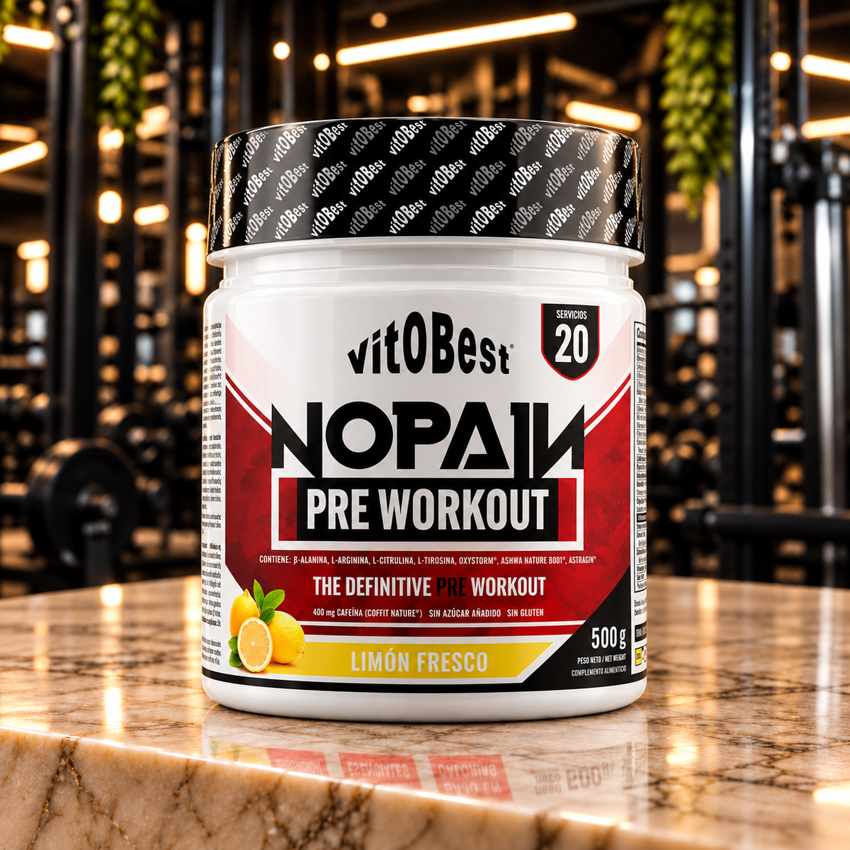 Vitobest NoPain Pre Workout 500 g – Limón Fresco