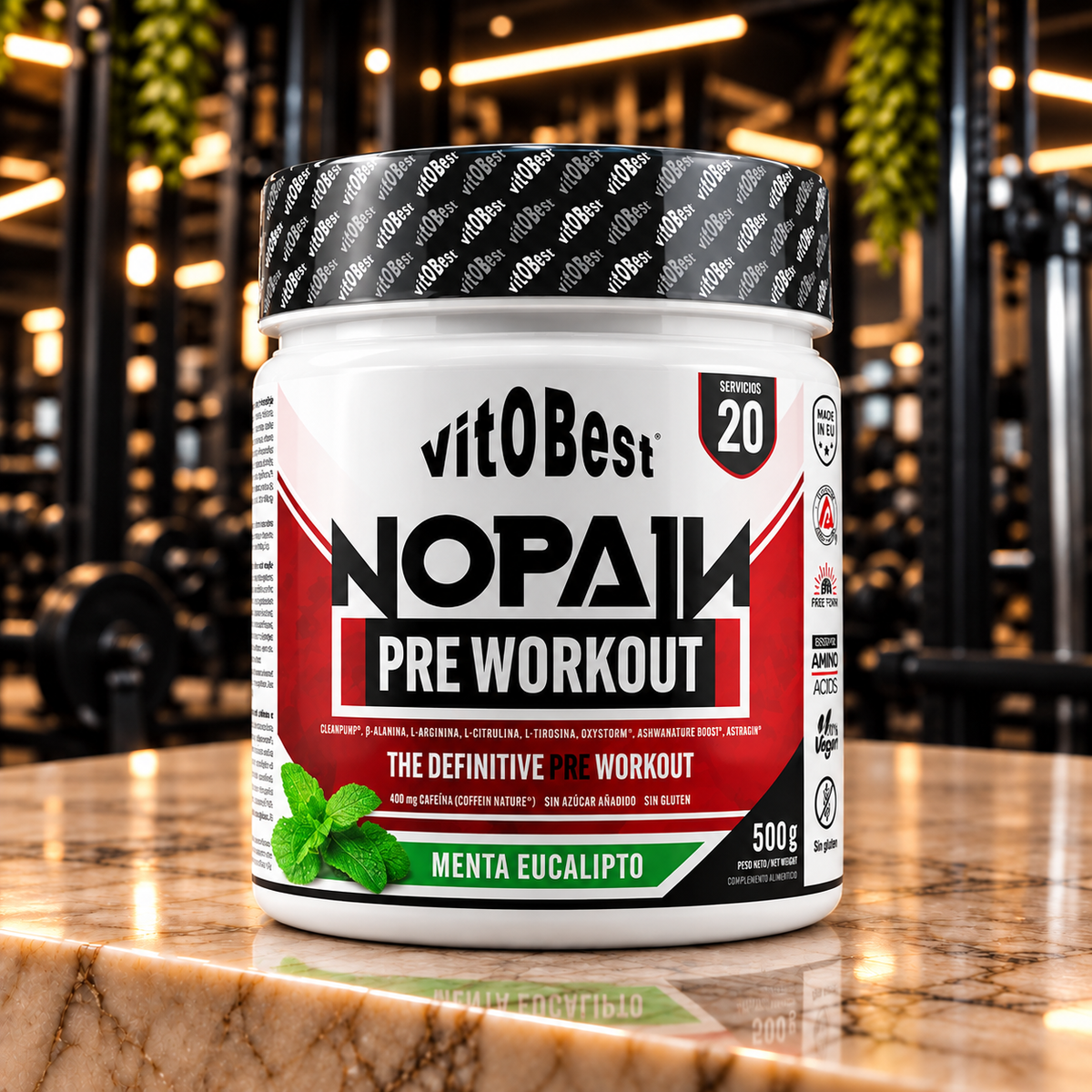 Vitobest NoPain Pre Workout 500 g – Menta Eucalipto