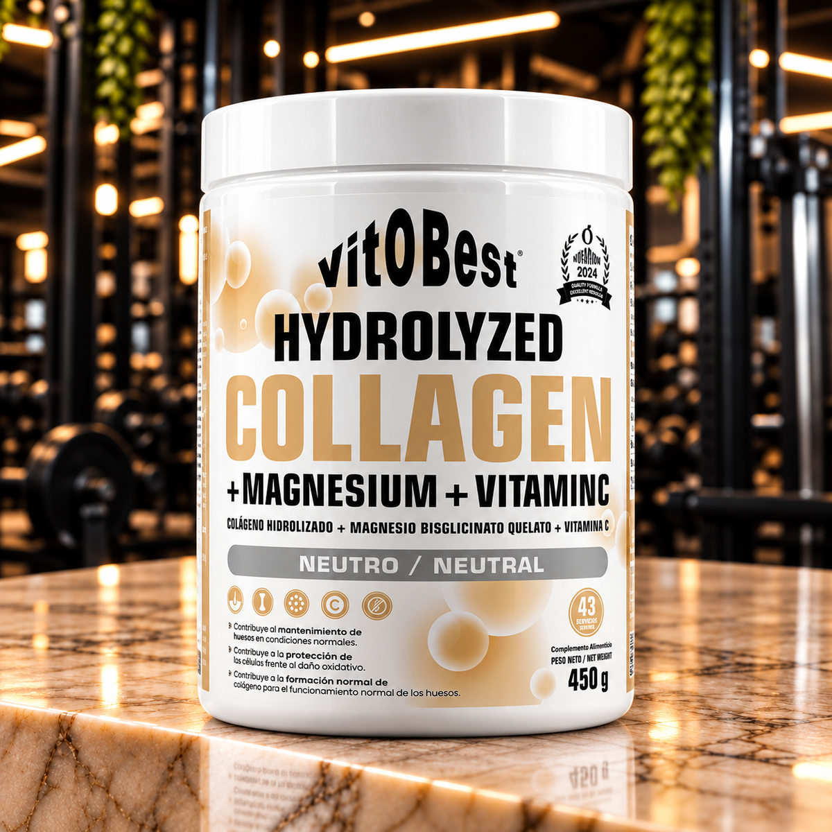 Vitobest Hydrolyzed Collagen + Magnesium + Vitamin C 450 g – Neutro